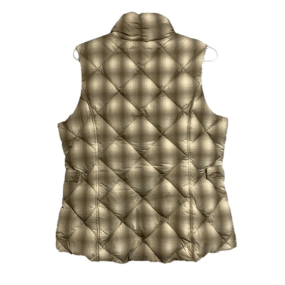 Eddie Bauer Down Filled Plaid Quilted Vest Size Medium Colour Beige/Brown - Picture 2 of 14